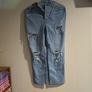 Old Navy Light Blue Distressed Women's Straight Leg Jeans
